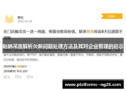 赵鹏深度解析欠薪问题处理方法及其对企业管理的启示 赵鹏深度解析欠薪问题处理方法及其对企业管理的启示